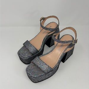 Nodaleto Disco Metallic Open Toed Platform Leather 39 9